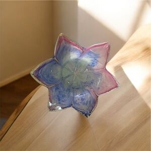 Fenton Multicolor Glass Flower Bowl Hand Crafted